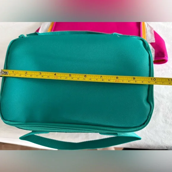 TRADER JOE'S MINI INSULATED COOLER TOTE LUNCH BAG SET 2  1 PINK & 1 TEAL BLUE! - Picture 7 of 9